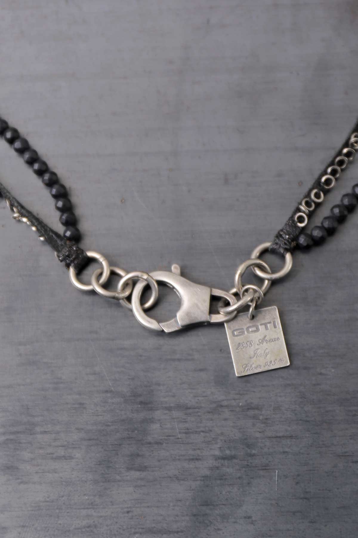 【GOTI】 BLACK AGATE & MICRO SILVER SEQUIN NECKLACE_CN1181