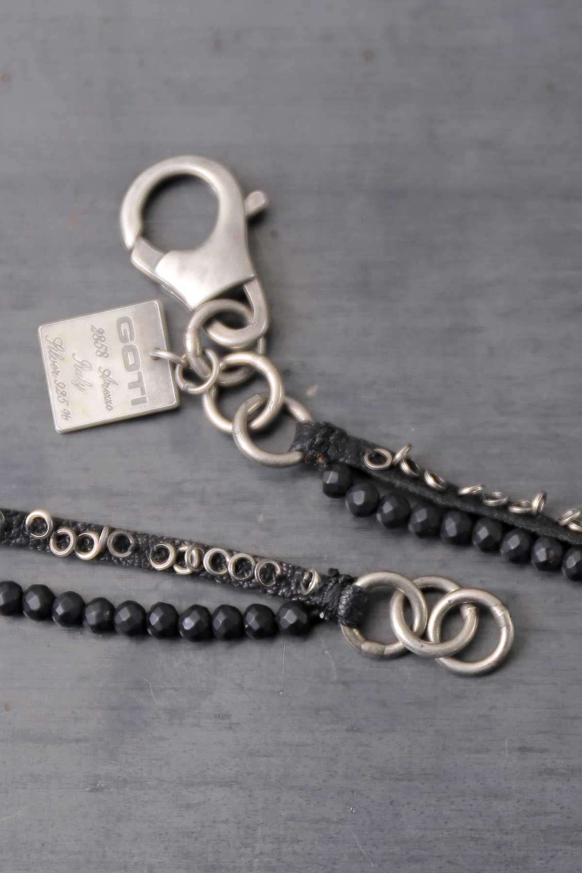 【GOTI】 BLACK AGATE & MICRO SILVER SEQUIN NECKLACE_CN1181