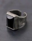 【GOTI】 SQUARE ONYX SILVER RING_AN1015