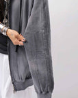 【thom/krom】 UNISEX SWEAT ZIPPED HOODIE MSJ711_GREY STONE WASH SPRAY