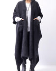 【Alès Dacchia】 UNISEX RACCOON KNIT STOLE CARDIGAN RA1020_BLACK