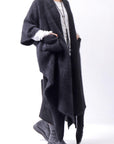 【Alès Dacchia】 UNISEX RACCOON KNIT STOLE CARDIGAN RA1020_BLACK