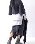 【Alès Dacchia】 UNISEX RACCOON KNIT STOLE CARDIGAN RA1020_BLACK