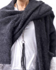 【Alès Dacchia】 UNISEX RACCOON KNIT STOLE CARDIGAN RA1020_BLACK