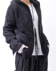 【Alès Dacchia】 UNISEX RACCOON KNIT ZIPPED HOODIE RA1050/70_BLACK