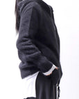 【Alès Dacchia】 UNISEX RACCOON KNIT ZIPPED HOODIE RA1050/70_BLACK