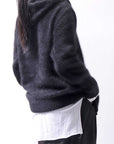 【Alès Dacchia】 UNISEX RACCOON KNIT ZIPPED HOODIE RA1050/70_BLACK