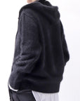 【Alès Dacchia】 UNISEX RACCOON KNIT ZIPPED HOODIE RA1050/70_BLACK