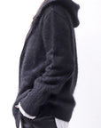 【Alès Dacchia】 UNISEX RACCOON KNIT ZIPPED HOODIE RA1050/70_BLACK