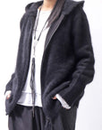 【Alès Dacchia】 UNISEX RACCOON KNIT ZIPPED HOODIE RA1050/70_BLACK