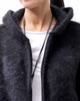 【Alès Dacchia】 UNISEX RACCOON KNIT ZIPPED HOODIE RA1050/70_BLACK