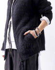 【Alès Dacchia】 UNISEX RACCOON KNIT ZIPPED HOODIE RA1050/70_BLACK