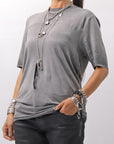 【thom/krom】 UNISEX VISCOSE STRETCH REGULAR FIT TEE MTS973_COLD DYE GREY