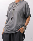 【thom/krom】 UNISEX COTTON MODAL RELAX FIT TEE MTS986_COLD DYE GREY