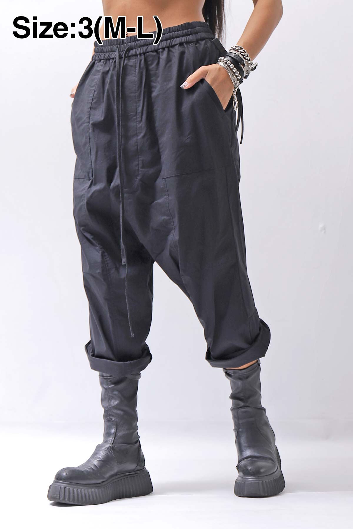 【bajra】 UNISEX SARRUEL SUPER STRETCH EASY PANTS 157qp01_BLACK