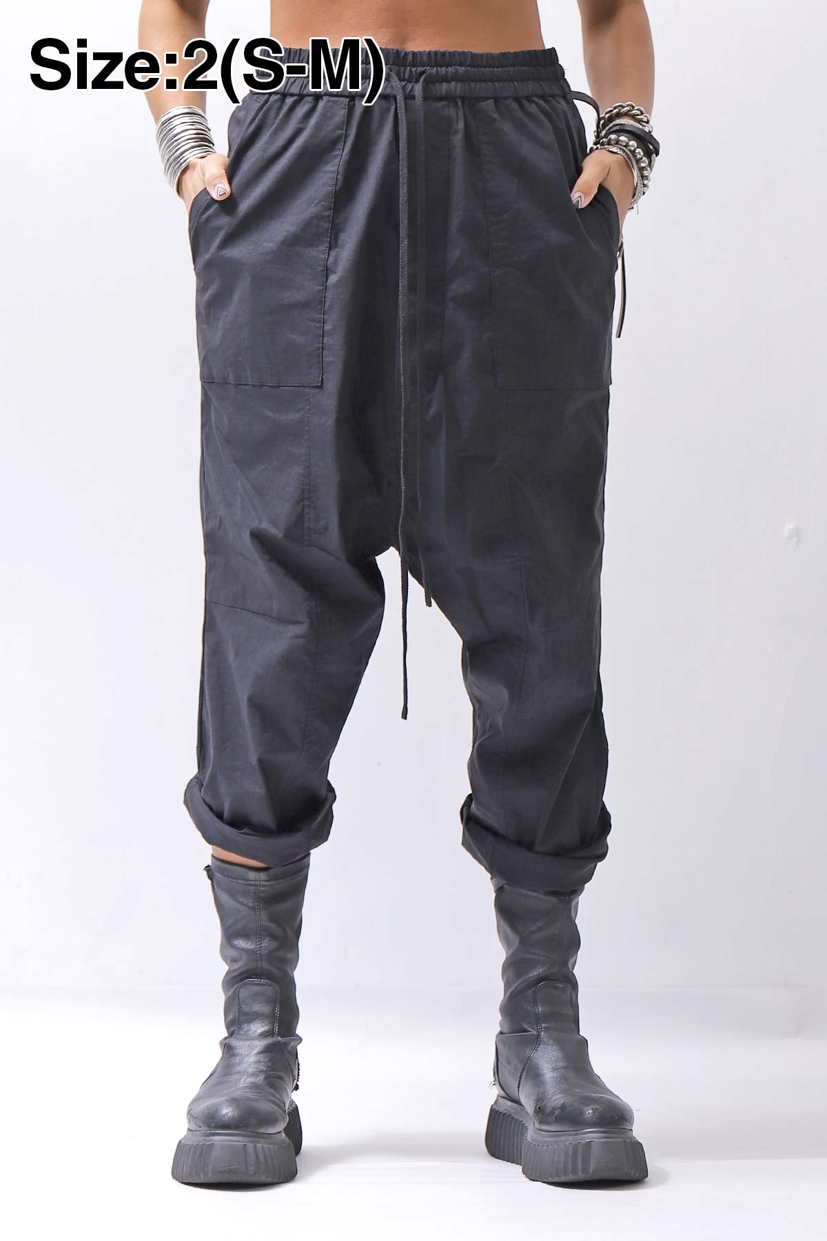 【bajra】 UNISEX SARRUEL SUPER STRETCH EASY PANTS 157qp01_BLACK