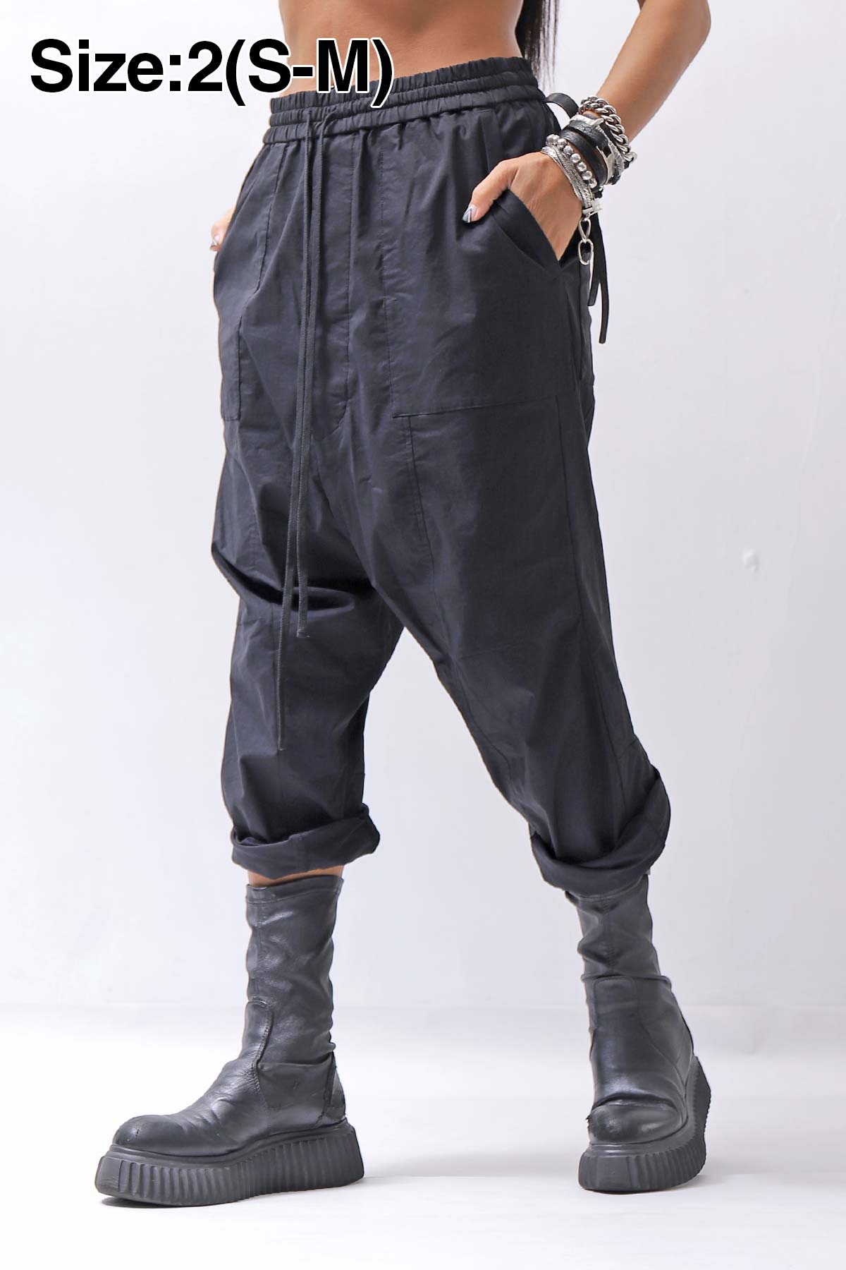 【bajra】 UNISEX SARRUEL SUPER STRETCH EASY PANTS 157qp01_BLACK