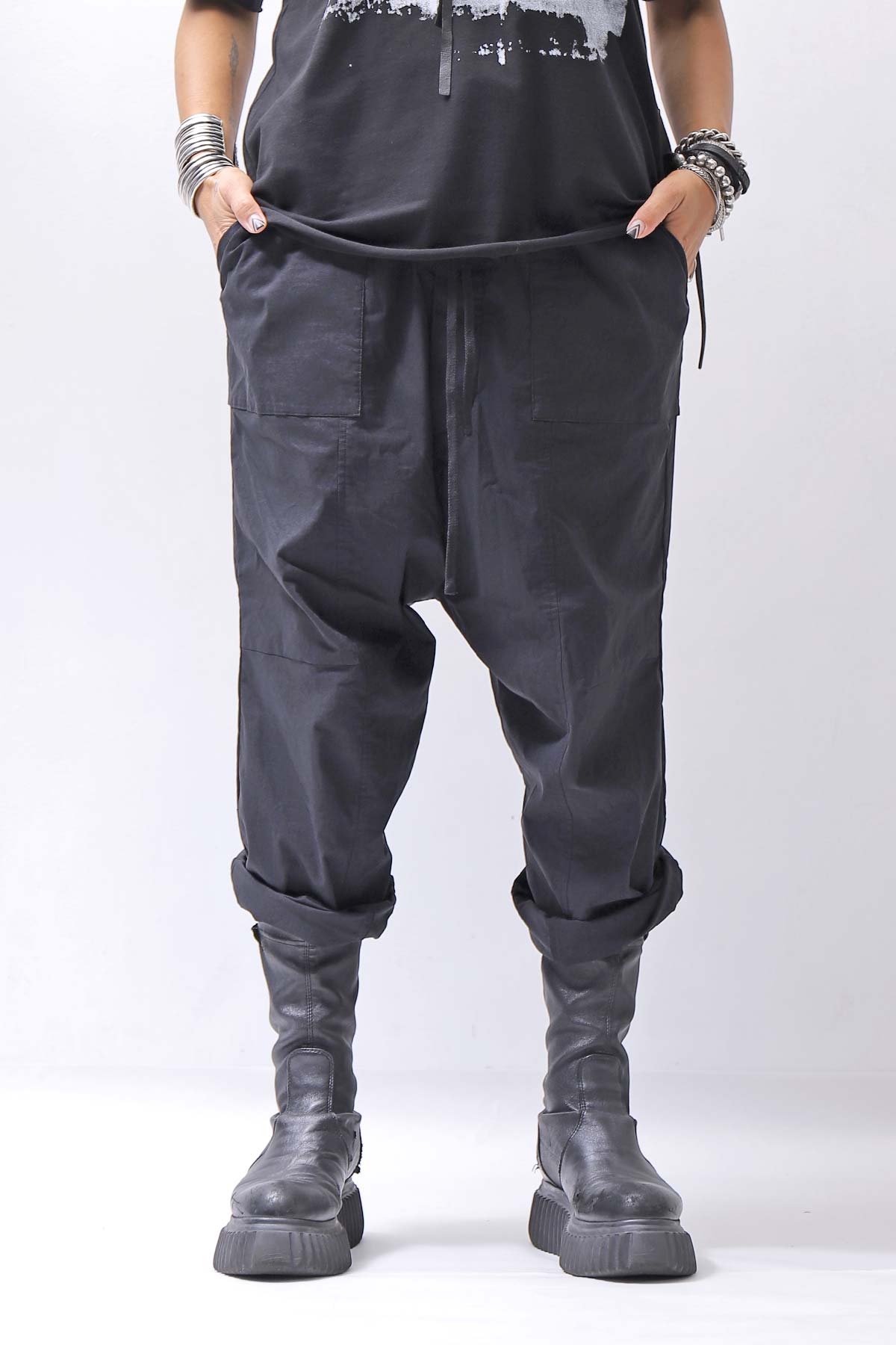 【bajra】 UNISEX SARRUEL SUPER STRETCH EASY PANTS 157qp01_BLACK