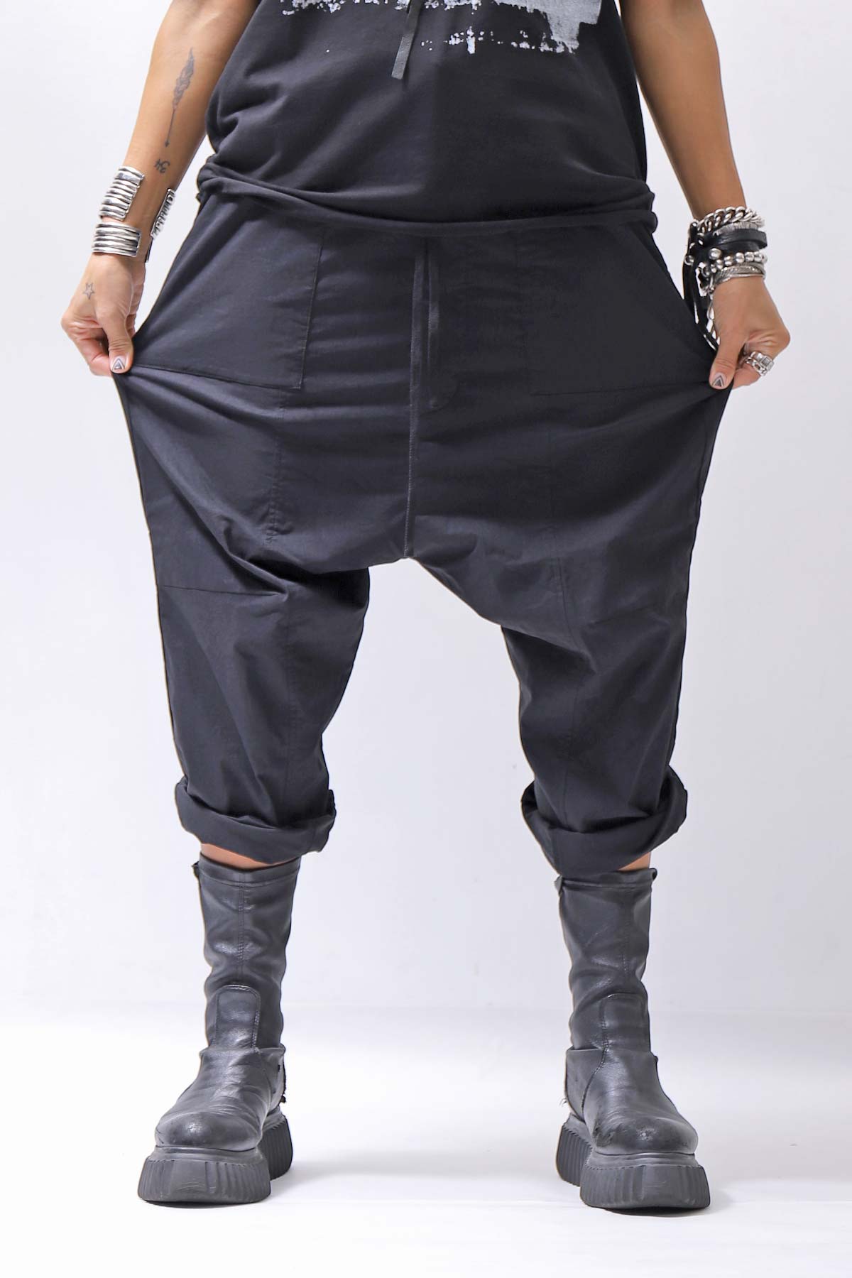 【bajra】 UNISEX SARRUEL SUPER STRETCH EASY PANTS 157qp01_BLACK