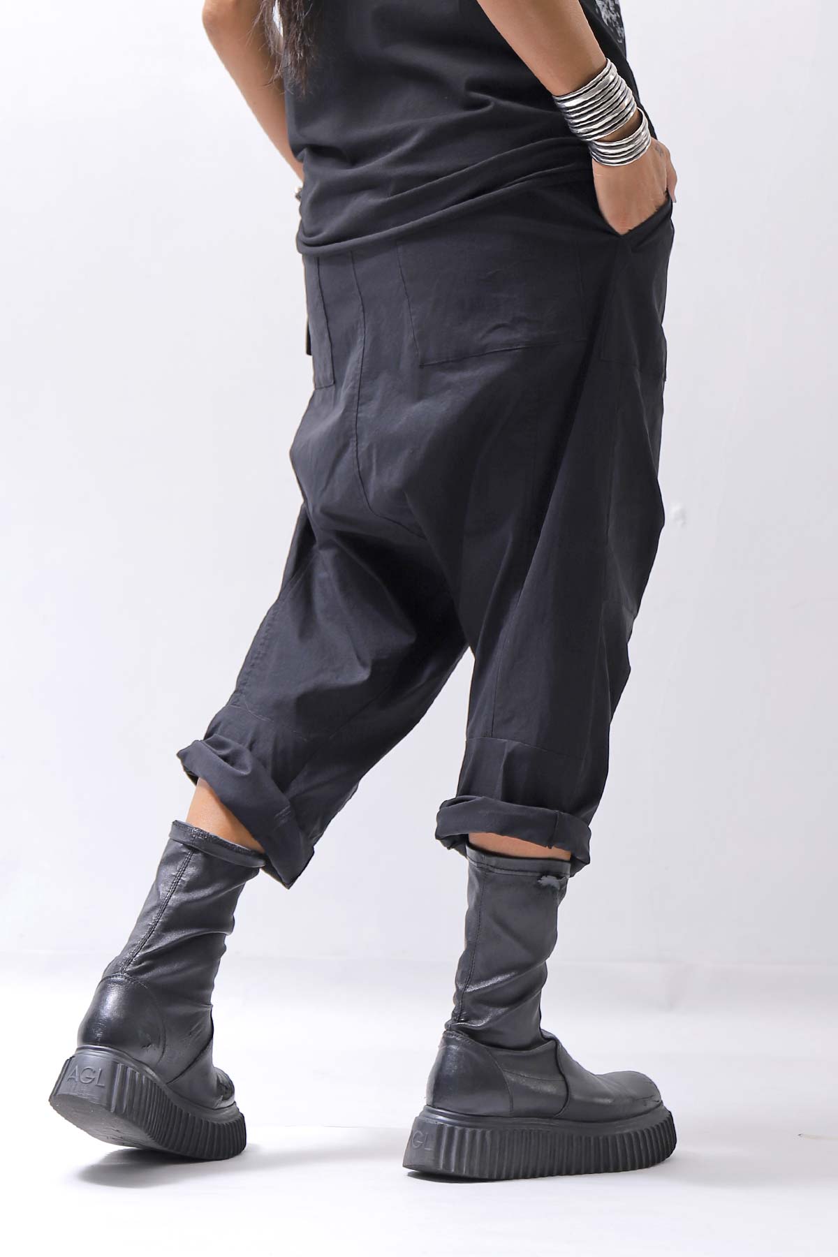 【bajra】 UNISEX SARRUEL SUPER STRETCH EASY PANTS 157qp01_BLACK