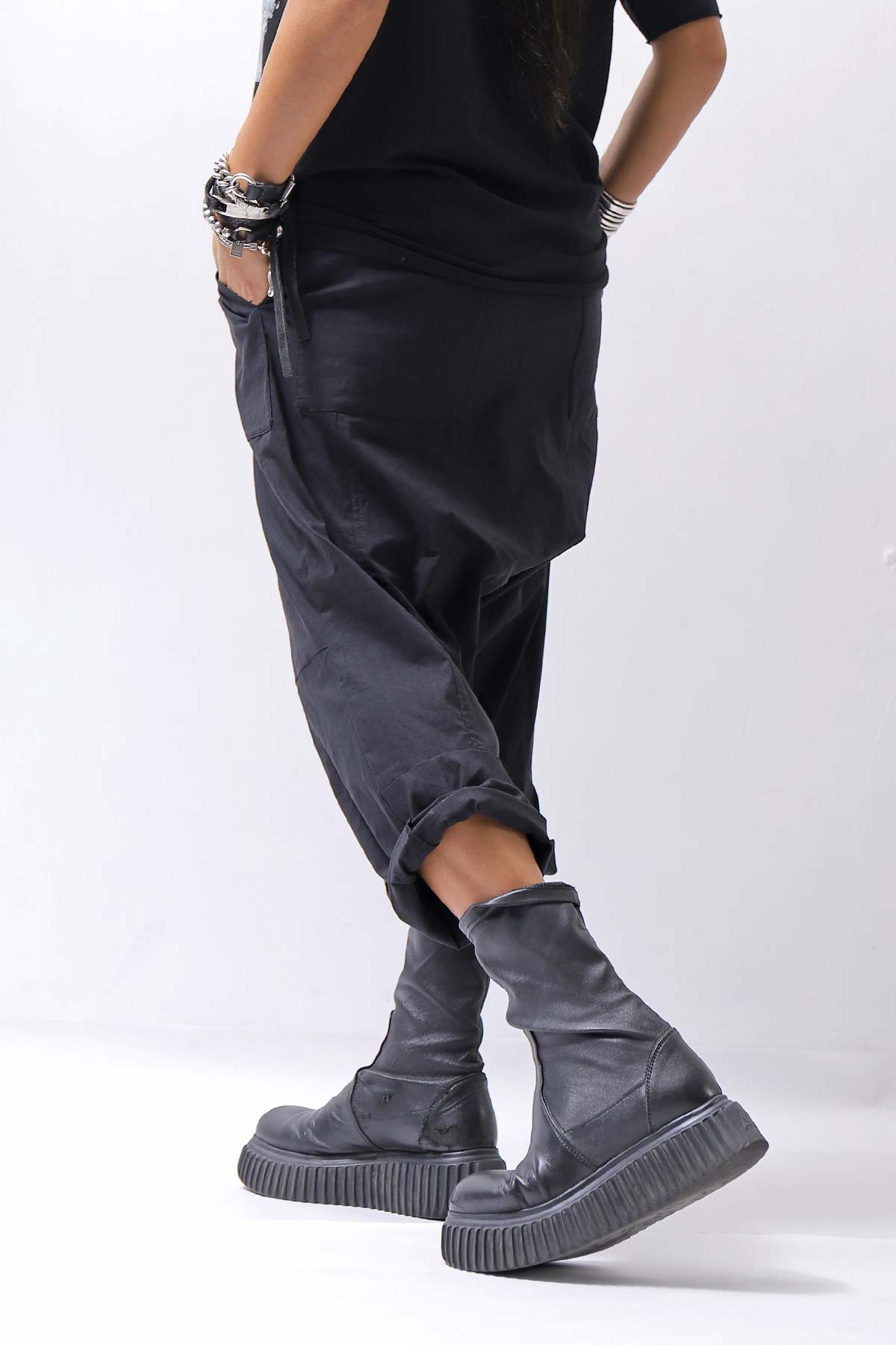【bajra】 UNISEX SARRUEL SUPER STRETCH EASY PANTS 157qp01_BLACK