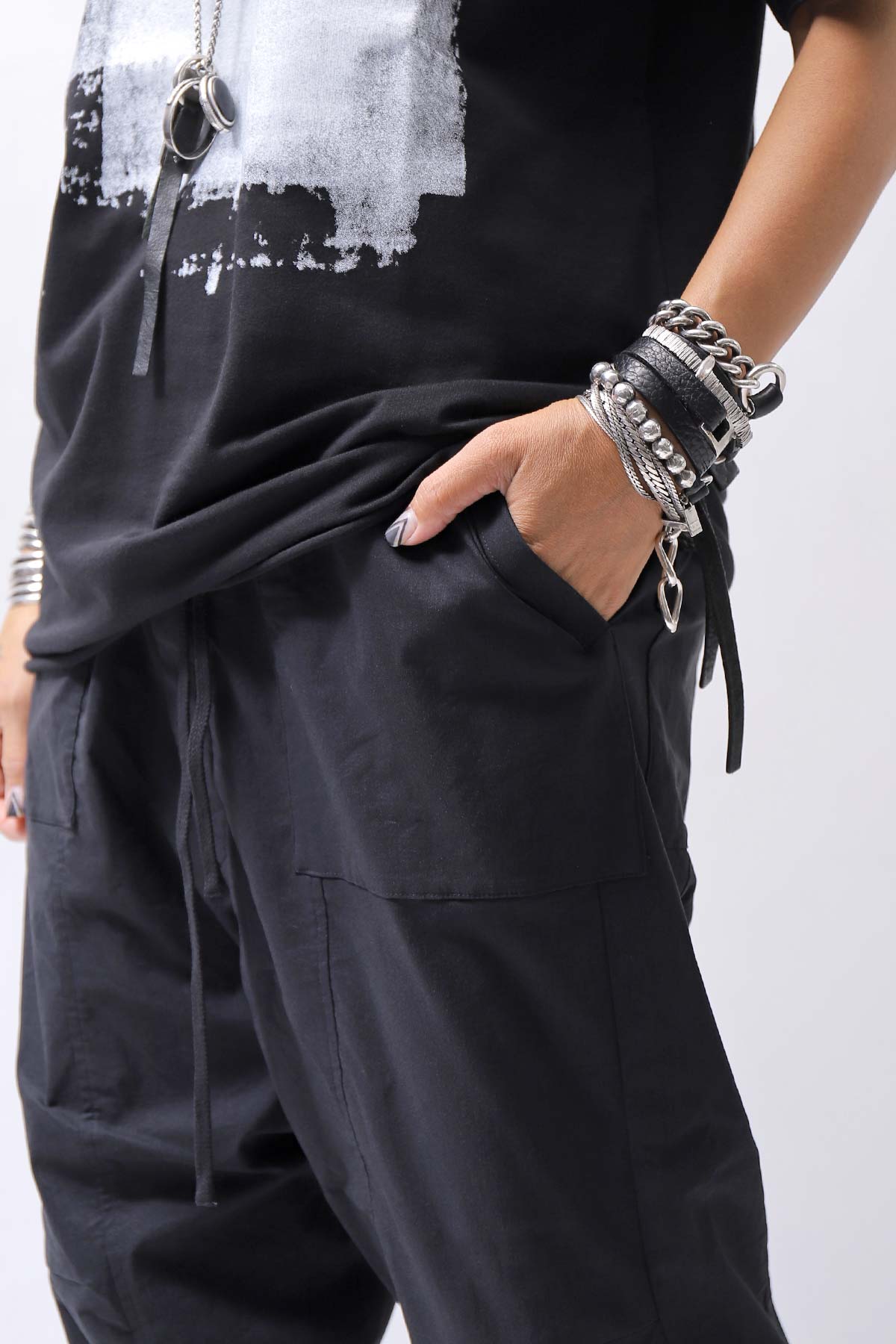 【bajra】 UNISEX SARRUEL SUPER STRETCH EASY PANTS 157qp01_BLACK