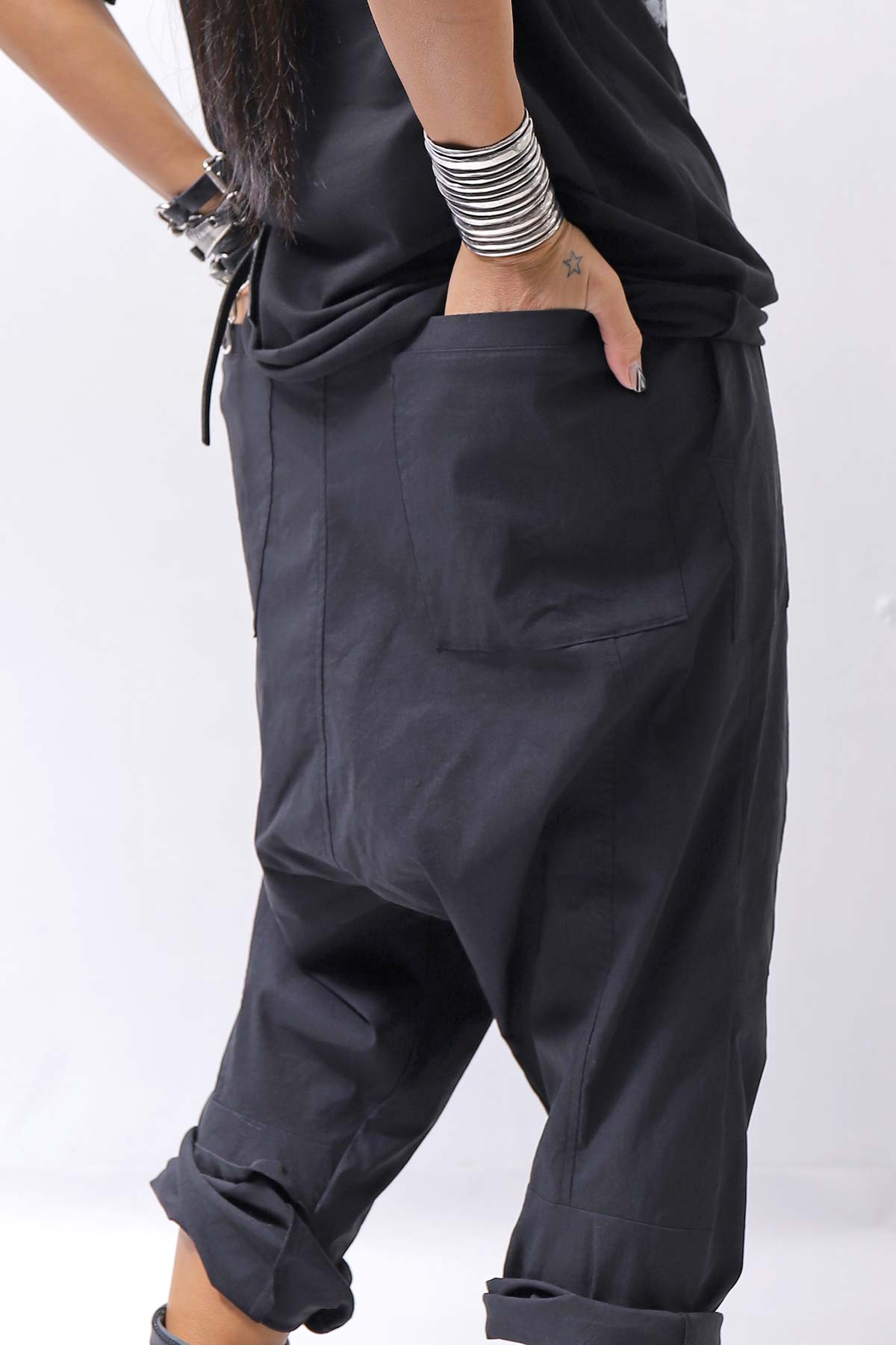 【bajra】 UNISEX SARRUEL SUPER STRETCH EASY PANTS 157qp01_BLACK
