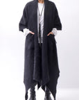 【Alès Dacchia】 UNISEX RACCOON KNIT STOLE CARDIGAN RA1020_BLACK
