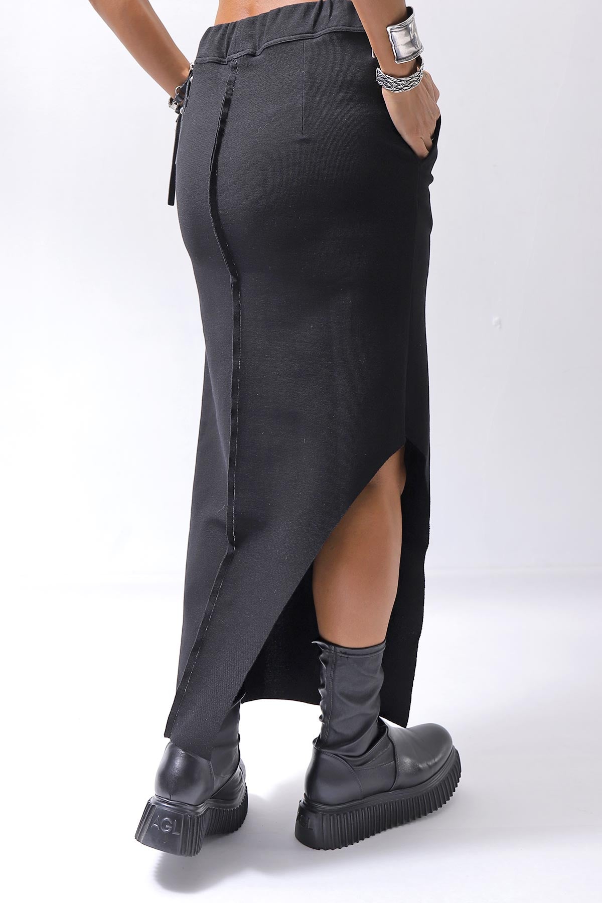 【thom/krom】 RIB COTTON SLIM FIT SKIRT WSK95_BLACK