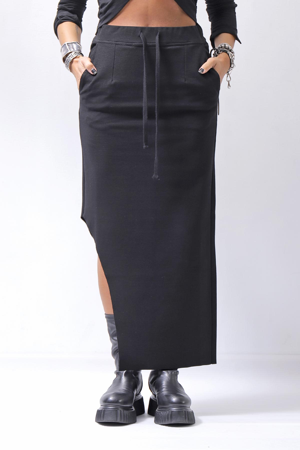 【thom/krom】 RIB COTTON SLIM FIT SKIRT WSK95_BLACK