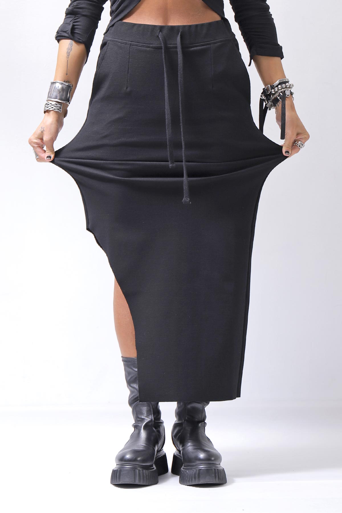 【thom/krom】 RIB COTTON SLIM FIT SKIRT WSK95_BLACK