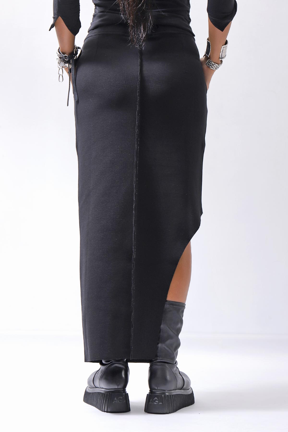 【thom/krom】 RIB COTTON SLIM FIT SKIRT WSK95_BLACK