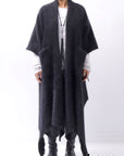 【Alès Dacchia】 UNISEX RACCOON KNIT STOLE CARDIGAN RA1020_BLACK