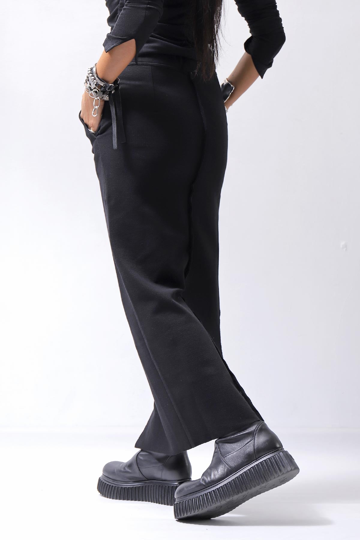 【thom/krom】 RIB COTTON SLIM FIT SKIRT WSK95_BLACK