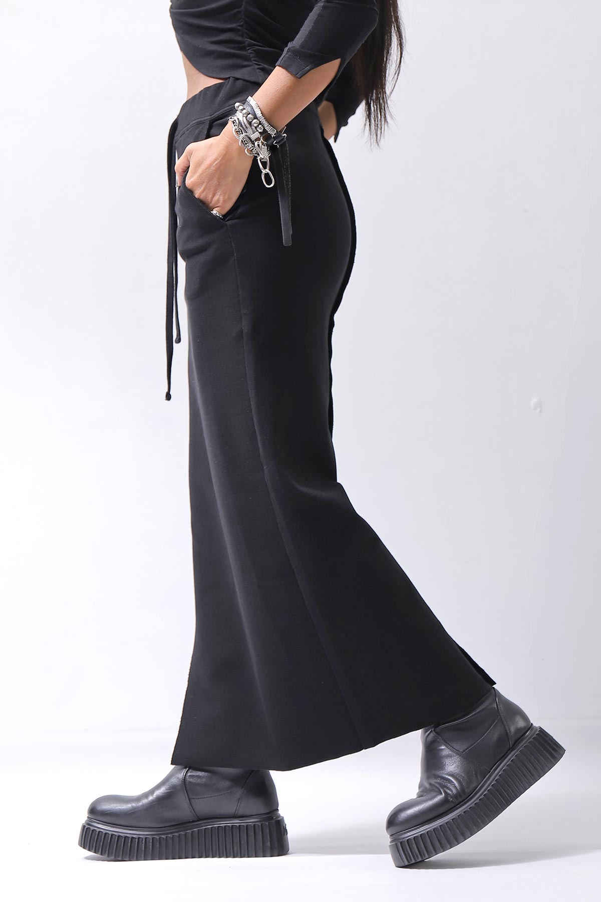 【thom/krom】 RIB COTTON SLIM FIT SKIRT WSK95_BLACK