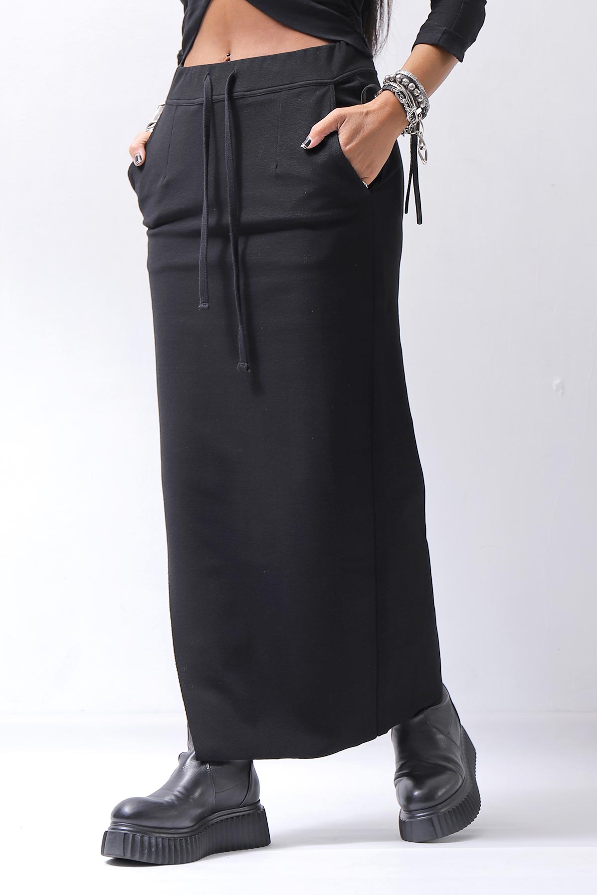 【thom/krom】 RIB COTTON SLIM FIT SKIRT WSK95_BLACK