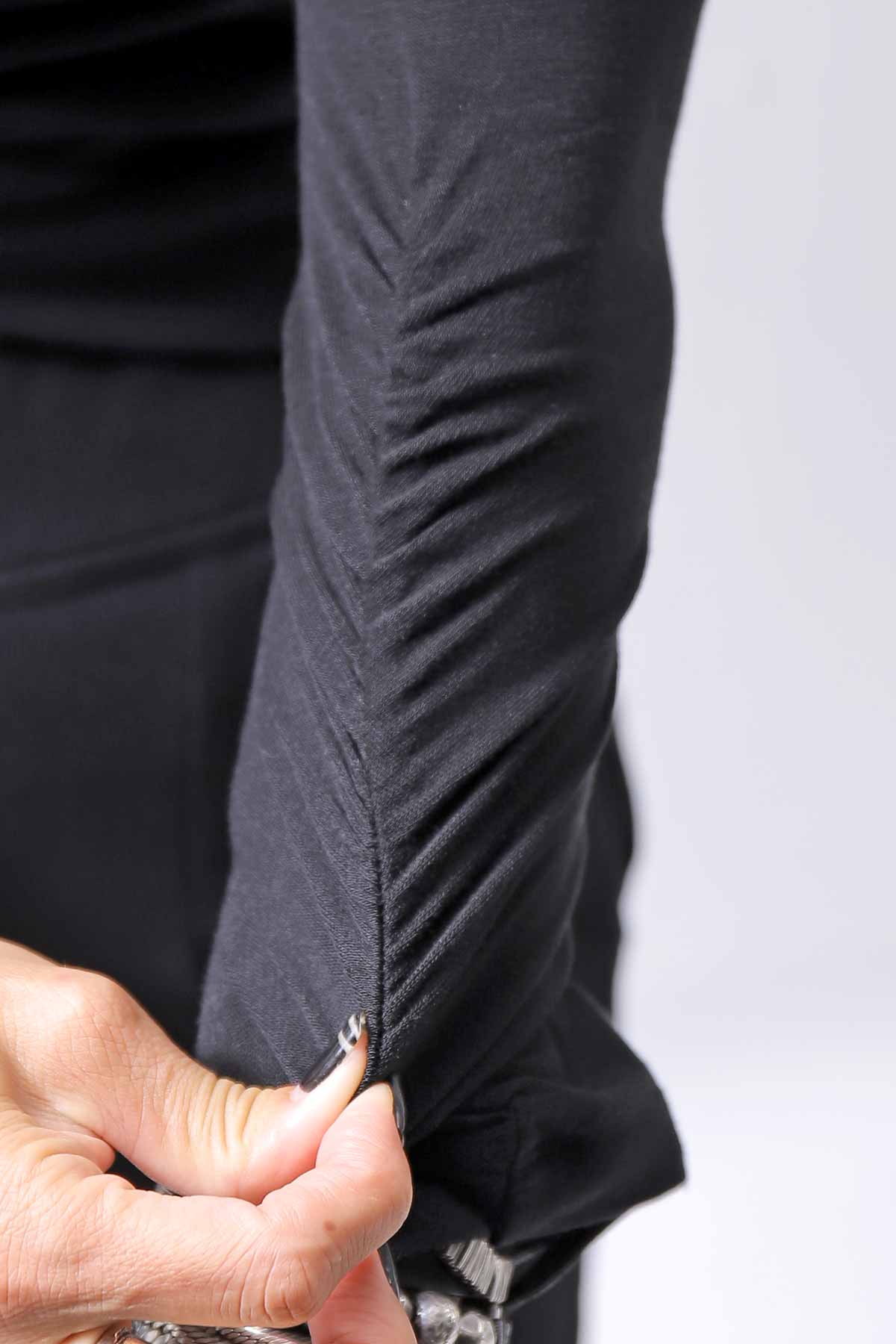 【thom/krom】COTTON MODAL GATHER SHORT TOP WTS601_BLACK