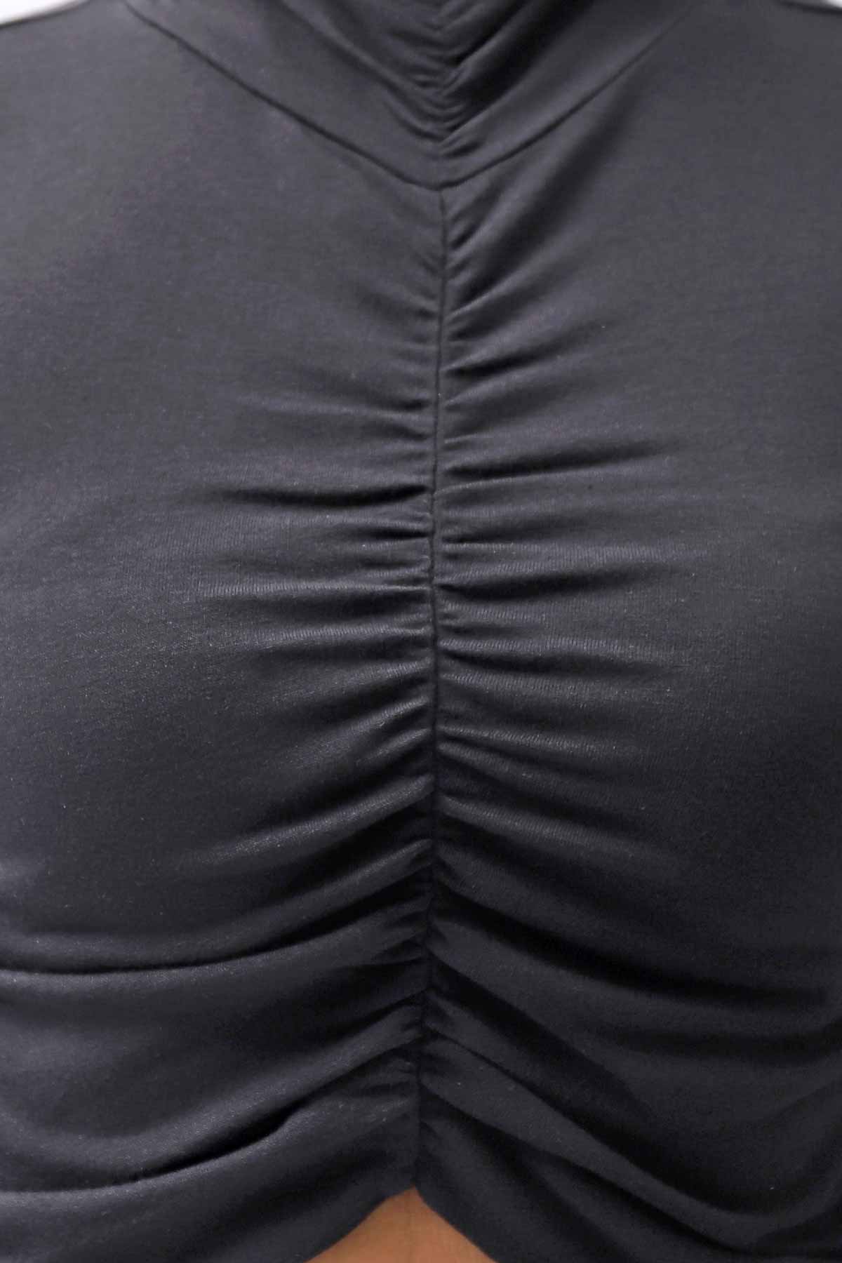 【thom/krom】COTTON MODAL GATHER SHORT TOP WTS601_BLACK