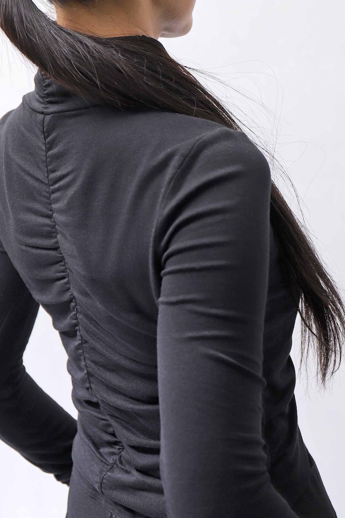 【thom/krom】COTTON MODAL GATHER SHORT TOP WTS601_BLACK