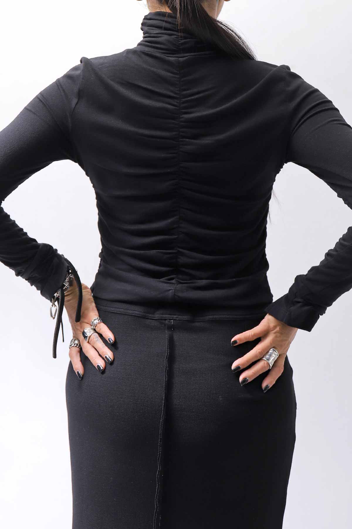 【thom/krom】COTTON MODAL GATHER SHORT TOP WTS601_BLACK