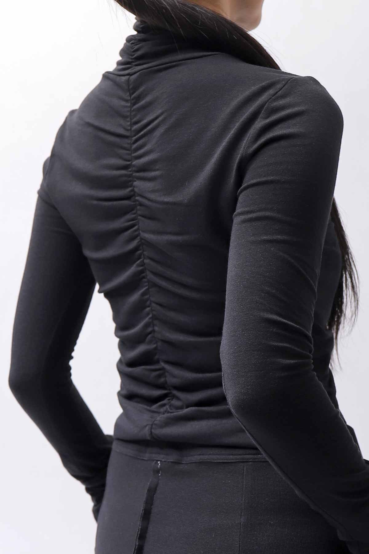 【thom/krom】COTTON MODAL GATHER SHORT TOP WTS601_BLACK