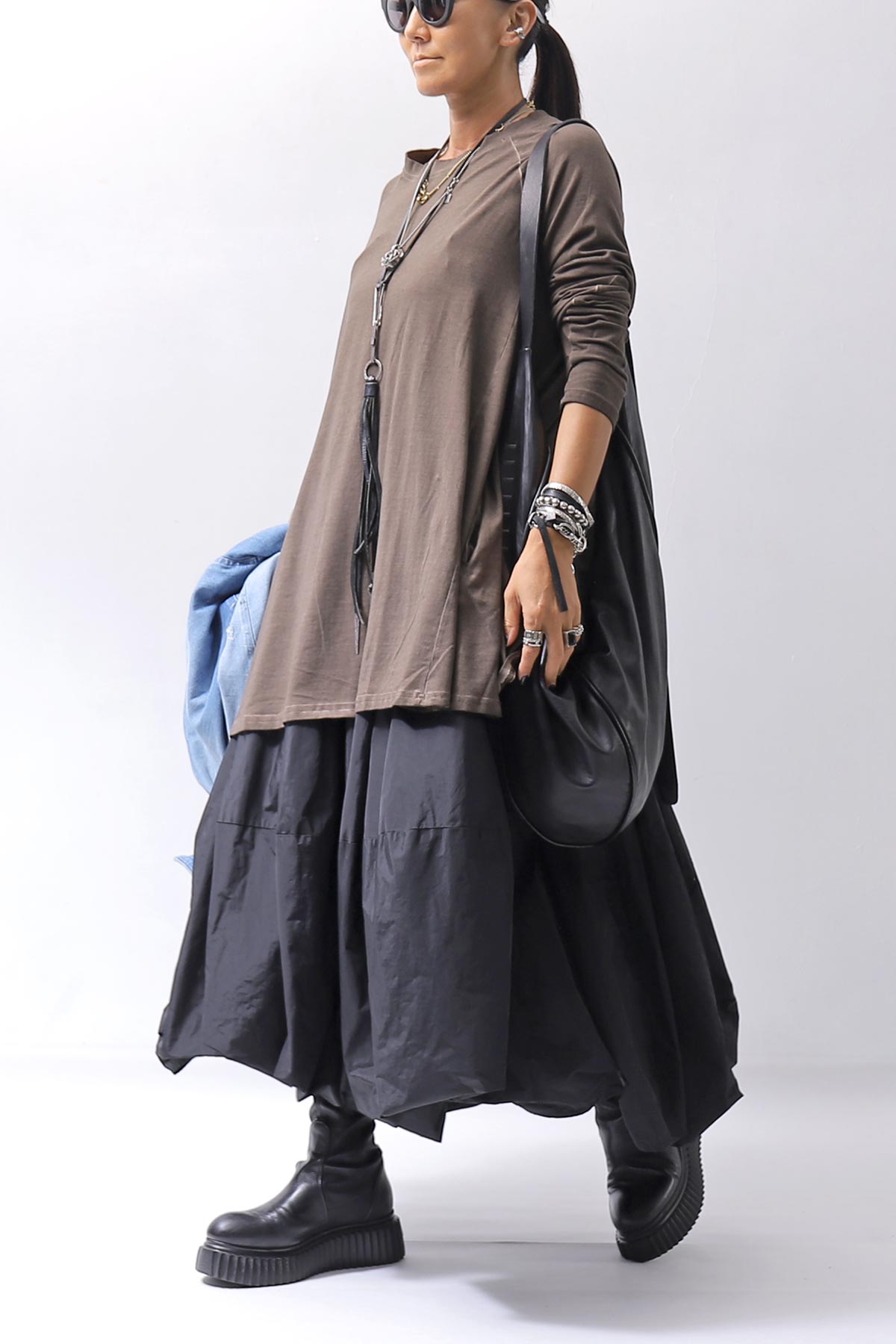 【PLÜ】 MULTIWAY SHAPE MEMORY SKIRT DRESS 4045_BLACK