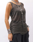 【RUNDHOLZ】 SILK & LYOCELL STRIPES SKIN TANK TOP_UMBRA CLOUD STRIPE