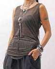 【RUNDHOLZ】 SILK & LYOCELL STRIPES SKIN TANK TOP_UMBRA CLOUD STRIPE