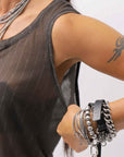 【RUNDHOLZ】 SILK & LYOCELL STRIPES SKIN TANK TOP_UMBRA CLOUD STRIPE