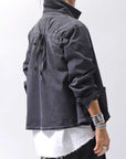 【PLÜ】 SUPER STRETCH COTTON DENIM WIDE SHORT JACKET PL17J_BLACK WASH