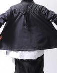 【PLÜ】 SUPER STRETCH COTTON DENIM WIDE SHORT JACKET PL17J_BLACK WASH