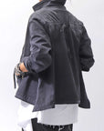 【PLÜ】 SUPER STRETCH COTTON DENIM WIDE SHORT JACKET PL17J_BLACK WASH