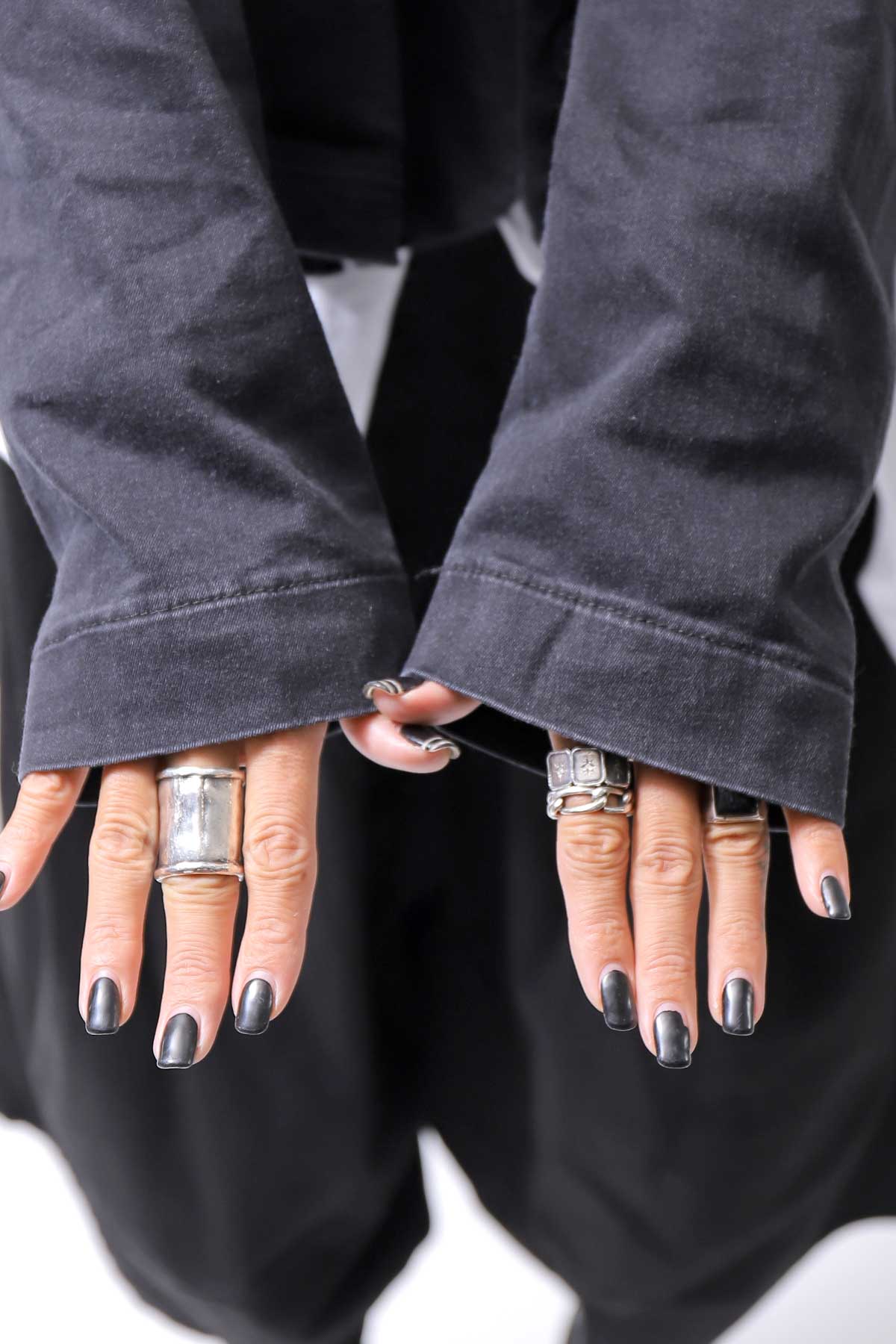 【PLÜ】 SUPER STRETCH COTTON DENIM WIDE SHORT JACKET PL17J_BLACK WASH