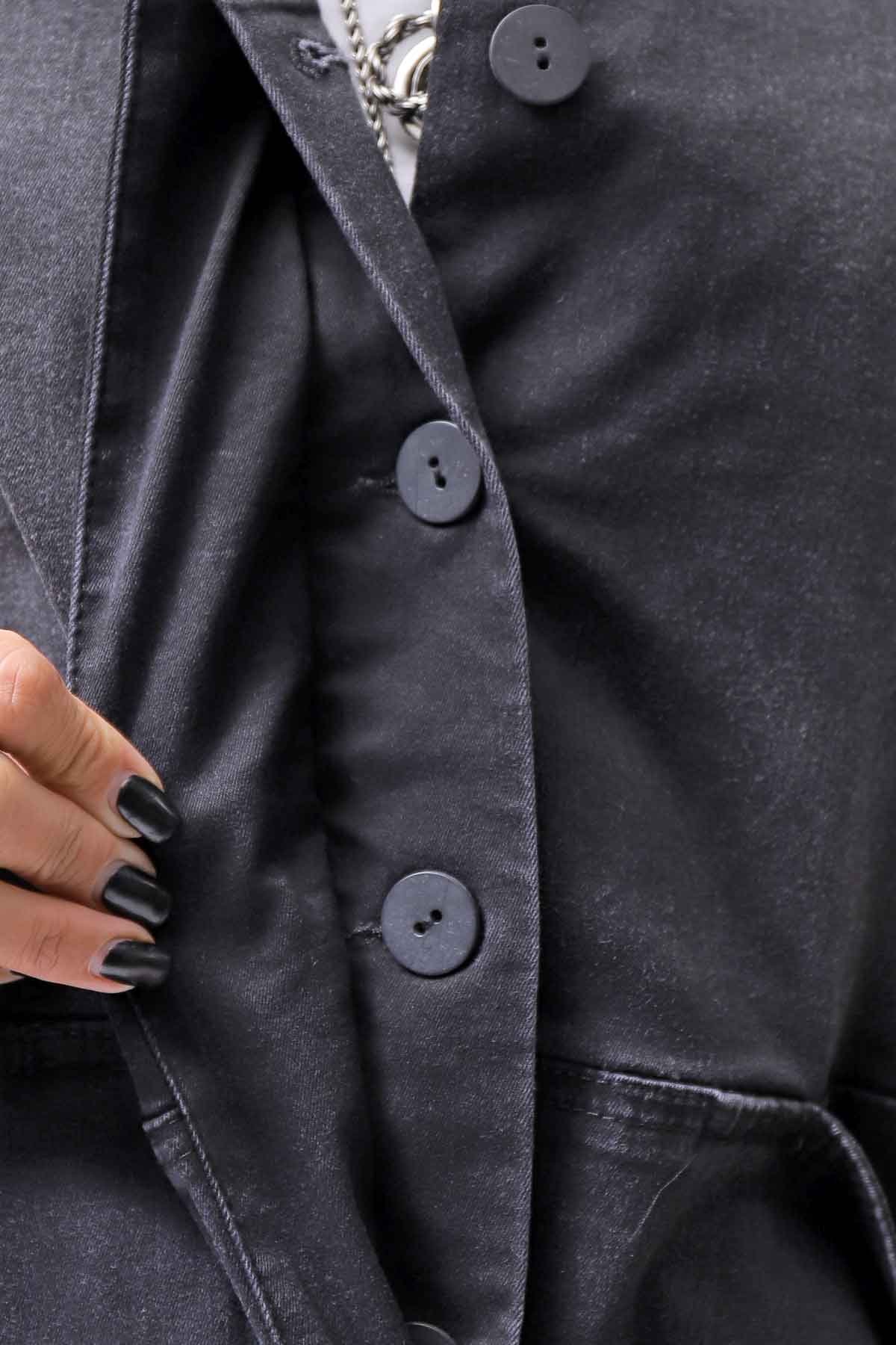 【PLÜ】 SUPER STRETCH COTTON DENIM WIDE SHORT JACKET PL17J_BLACK WASH